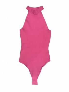Pink Ribbed Halter Top Bodysuit Size Medium